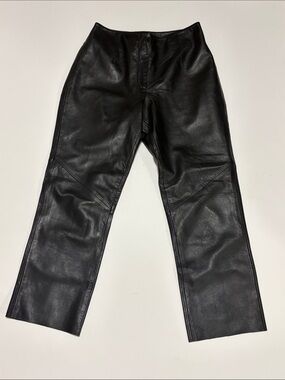 Revue Black Lamb Leather Straight Leg Pants Women’s Size 4